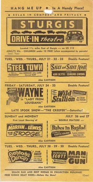 Sturgis Drive-In Theatre - Old Ad